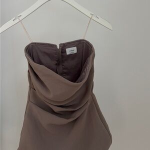 Wilfred Strapless Taupe Dress